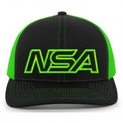 Pacific Headwear Baseball NSA Outline Series Neon Green Snapback Hat: 104-BKNGBK