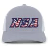 Pacific Headwear NSA Flag Series Heather Snapback Hat: 104S-HEWH