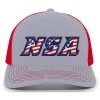Pacific Headwear NSA Flag Series Heather Red Snapback Hat: 104S-HERD