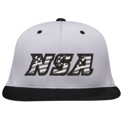 Pacific Headwear NSA Flag Series Silver Black Flex Fit Hat: ES342-SLBK