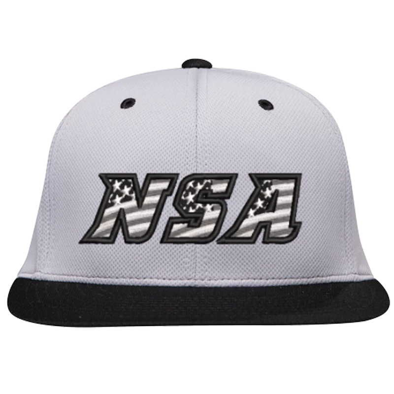 Pacific Headwear NSA Flag Series Silver Black Flex Fit Hat: ES342-SLBK 1 Pacific Headwear NSA Flag Series Silver Black Flex Fit Hat: ES342-SLBK