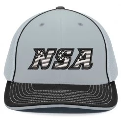 Pacific Headwear Baseball NSA Flag Series Silver Flex Fit Hat: 404M-SVBK-BK