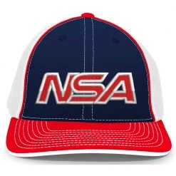 Pacific Headwear NSA Outline Series Navy Red Flex Fit Hat: 404M-NVWHRD Baseball