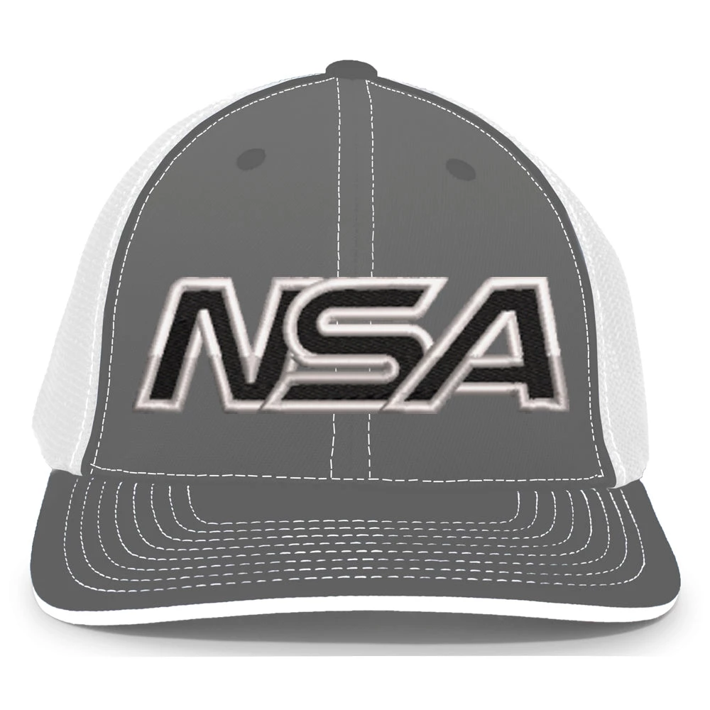 Pacific Headwear Baseball NSA Outline Series Graphite Flex Fit Hat: 404M-GRWH 1 Pacific Headwear Baseball NSA Outline Series Graphite Flex Fit Hat: 404M-GRWH