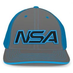 Pacific Headwear NSA Outline Series Neon Blue Flex Fit Hat: 404M-NBGR