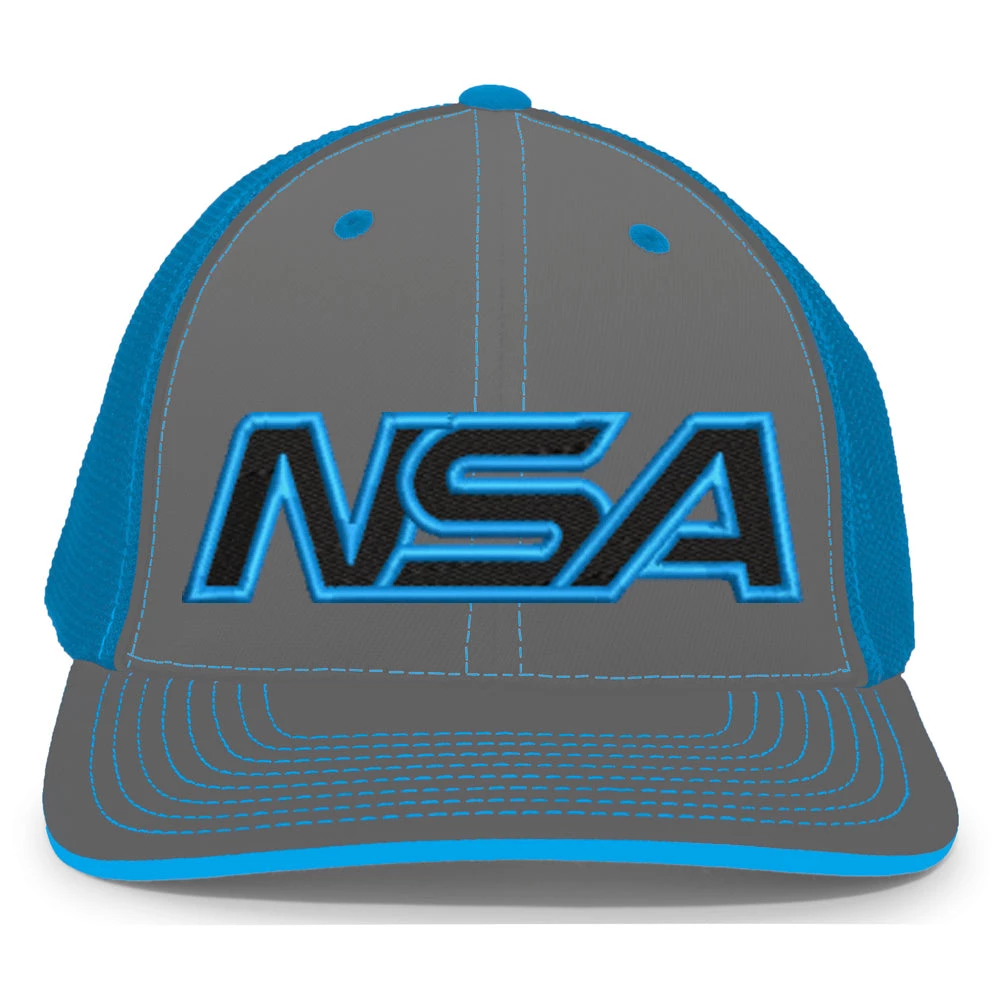Pacific Headwear NSA Outline Series Neon Blue Flex Fit Hat: 404M-NBGR 1 Pacific Headwear NSA Outline Series Neon Blue Flex Fit Hat: 404M-NBGR