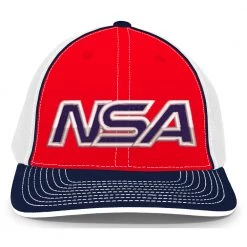 Pacific Headwear Baseball NSA Outline Series Red/Navy Flex Fit Hat: 404M-RDWHNV
