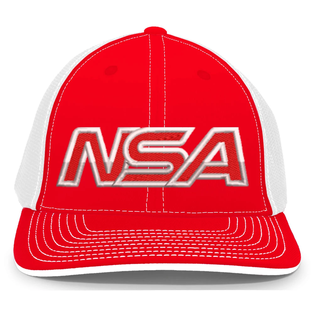 Pacific Headwear NSA Outline Series Red Flex Fit Hat: 404M-RDWH 1 Pacific Headwear NSA Outline Series Red Flex Fit Hat: 404M-RDWH