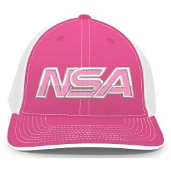 Pacific Headwear NSA Outline Series Pink Flex Fit Hat: 404M-PKWH