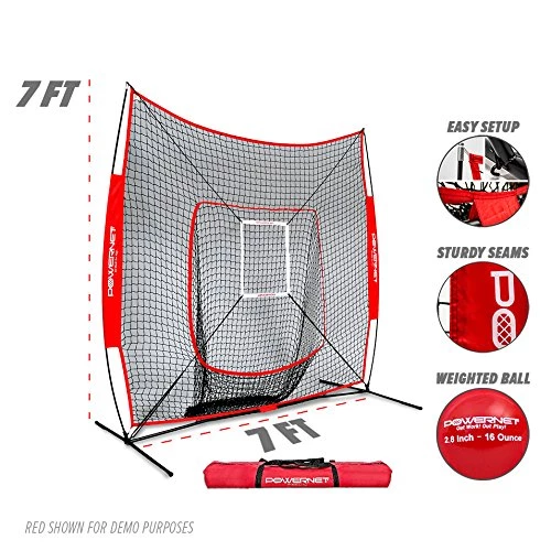 PowerNet 7' X 7' DLX Hitting Net & 1 Weighted Ball: 1009 Baseball 2 PowerNet 7' X 7' DLX Hitting Net & 1 Weighted Ball: 1009 Baseball