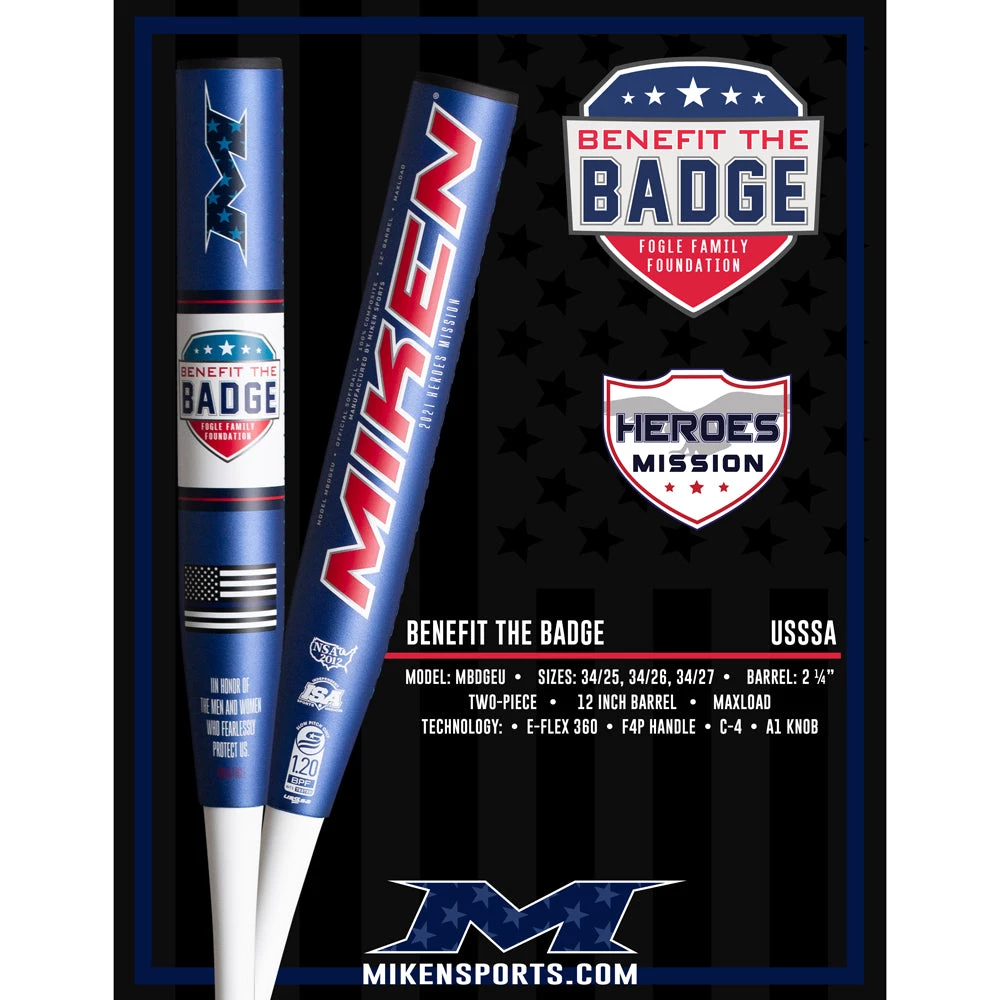 2022 Miken Benefit The Badge 12" Maxload NSA / USSSA Slowpitch Softball Bat: MBDGEU 3 2022 Miken Benefit The Badge 12" Maxload NSA / USSSA Slowpitch Softball Bat: MBDGEU