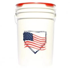 Baseball Diamond USA Flag 6 Gallon Ball Bucket With Padded Lid: BKT FLAG