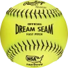 Rawlings NSA Dream Seam 12" 47/375 Leather Fastpitch Softballs: C12BYLN