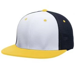 Pacific Headwear NSA Classic Series Navy Gold Flex Fit Hat: ES341-WHNVGD