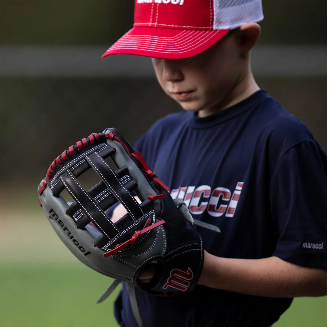 Marucci Caddo S Type 12" Baseball Glove: MFGCADD1200-GY/R 5 Marucci Caddo S Type 12" Baseball Glove: MFGCADD1200-GY/R