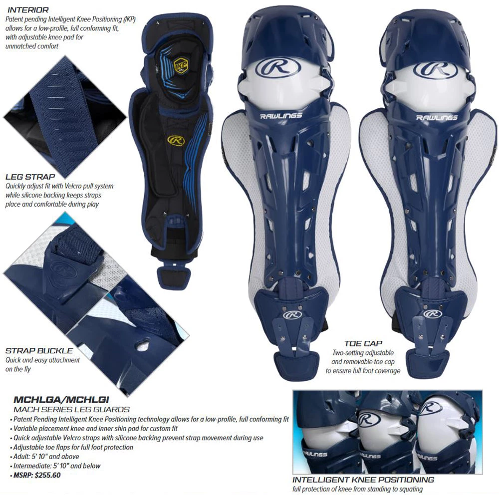 Rawlings Mach Catcher's Leg Guards: MCHLGA / MCHLGI Baseball 4 Rawlings Mach Catcher's Leg Guards: MCHLGA / MCHLGI Baseball