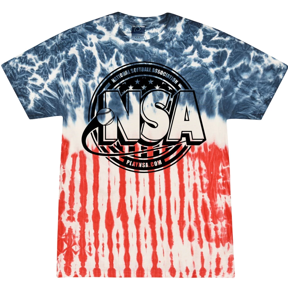 DSG Apparel National Softball Association NSA Crest Tie Dye Short Sleeve Shirt Apparel & Uniforms 2 DSG Apparel National Softball Association NSA Crest Tie Dye Short Sleeve Shirt Apparel & Uniforms
