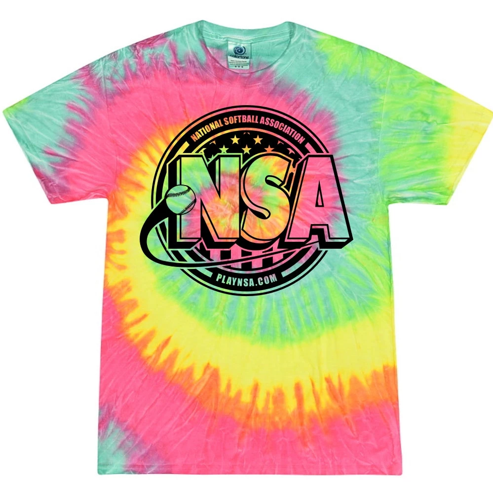 DSG Apparel National Softball Association NSA Crest Tie Dye Short Sleeve Shirt Apparel & Uniforms 1 DSG Apparel National Softball Association NSA Crest Tie Dye Short Sleeve Shirt Apparel & Uniforms