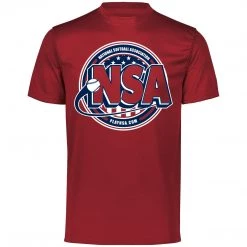 DSG Apparel National Softball Association NSA Dry Fit Cardinal Short Sleeve Shirt