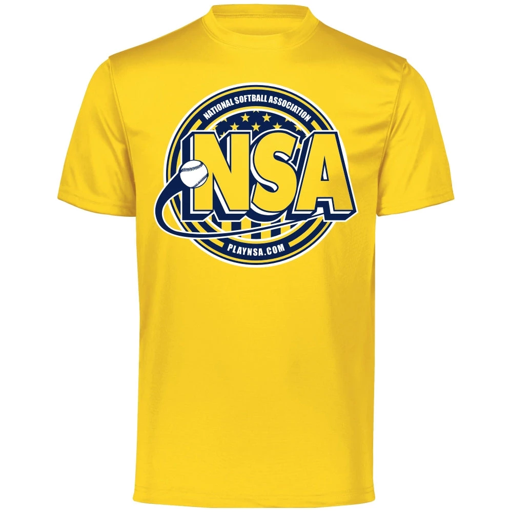DSG Apparel National Softball Association NSA Dry Fit Gold Short Sleeve Shirt 1 DSG Apparel National Softball Association NSA Dry Fit Gold Short Sleeve Shirt