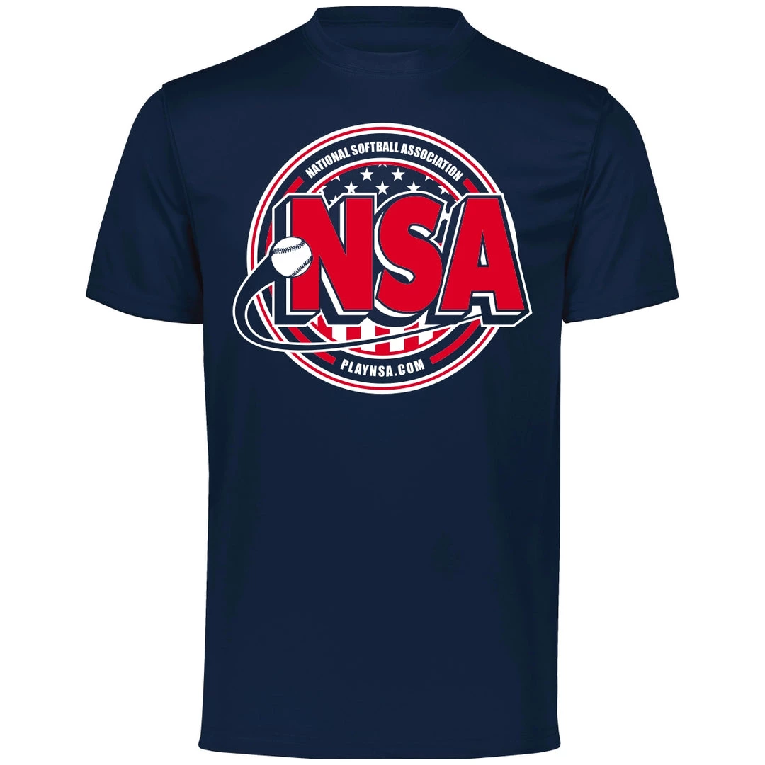 DSG Apparel National Softball Association NSA Dry Fit Navy Short Sleeve Shirt 1 DSG Apparel National Softball Association NSA Dry Fit Navy Short Sleeve Shirt
