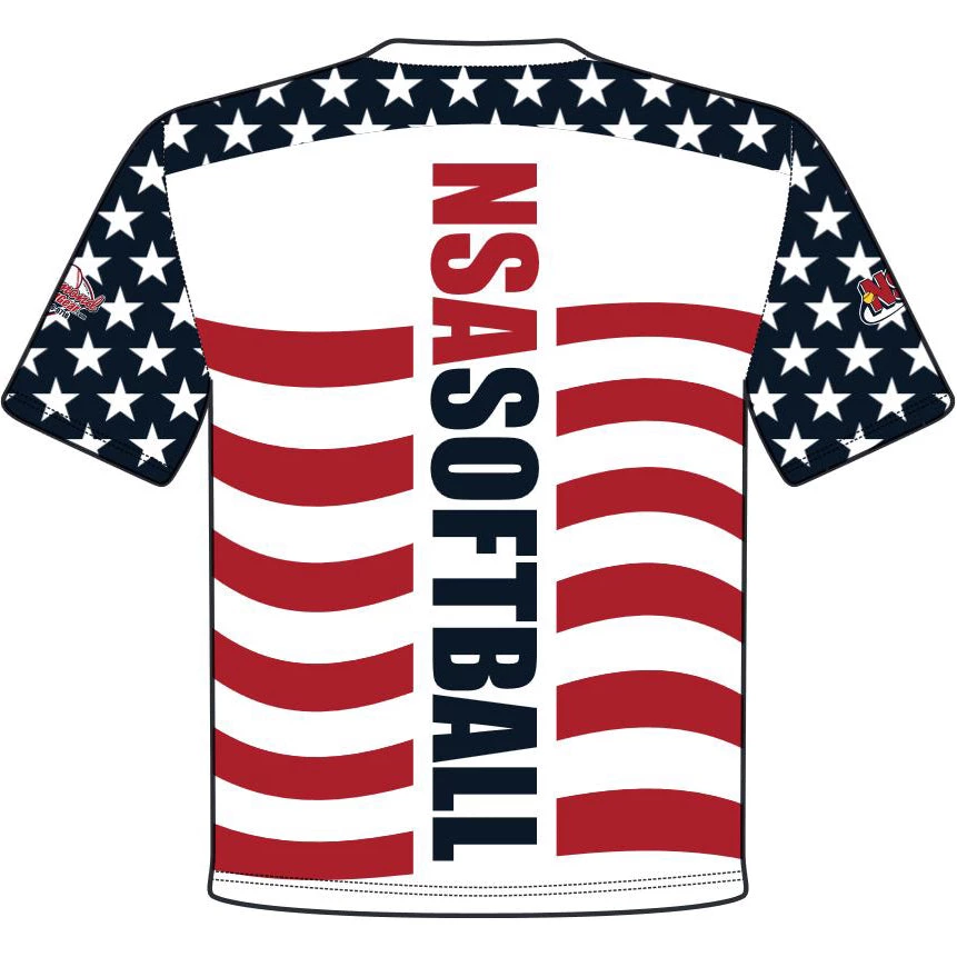 DSG Apparel Apparel & Uniforms National Softball Association NSA Flag Sublimated Short Sleeve Shirt 2 DSG Apparel Apparel & Uniforms National Softball Association NSA Flag Sublimated Short Sleeve Shirt