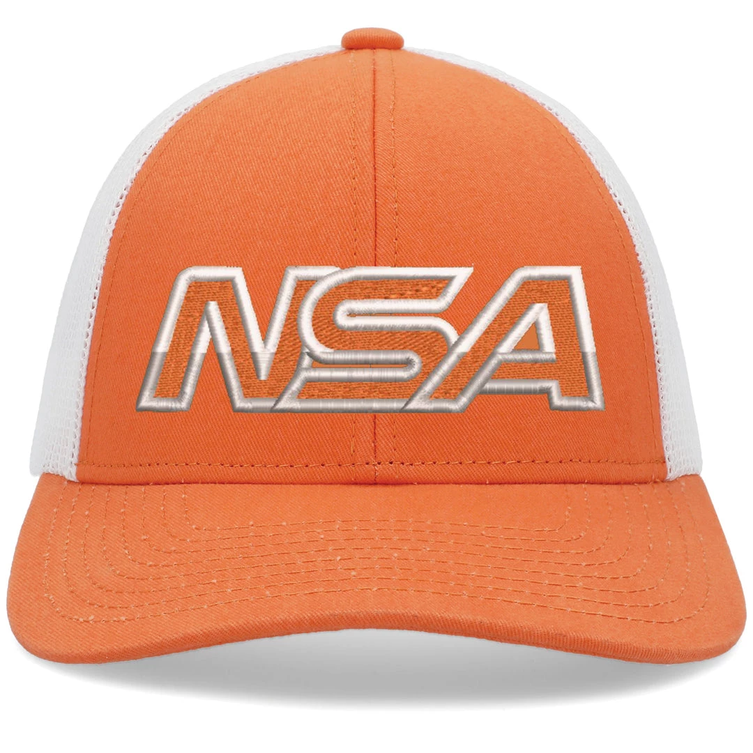 Pacific Headwear Baseball NSA Outline Series Orange Low-Pro Snapback Hat: P114-TNGWH 1 Pacific Headwear Baseball NSA Outline Series Orange Low-Pro Snapback Hat: P114-TNGWH
