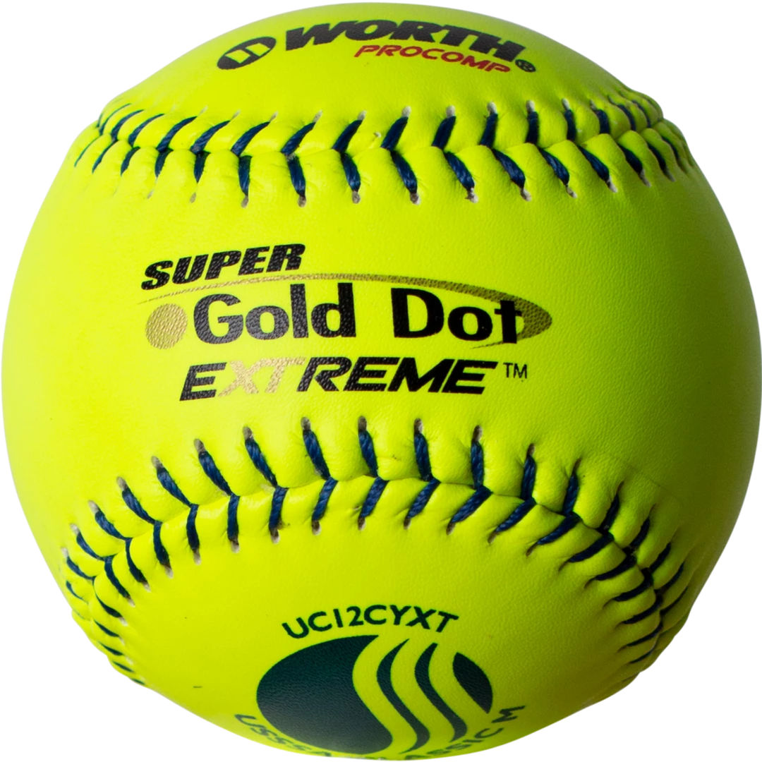 Worth USSSA Super Gold Dot Extreme Classic M 12" 40/325 Composite Slowpitch Softballs: UC12CYXT 1 Worth USSSA Super Gold Dot Extreme Classic M 12" 40/325 Composite Slowpitch Softballs: UC12CYXT